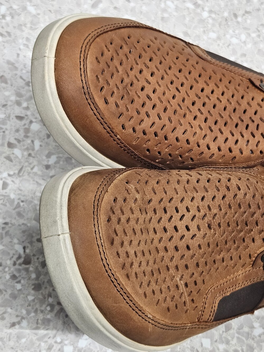 ECCO 1963 Collin Perforated Leather Slip On Shoes Mens Size: 10 Brown Comfort - Picture 7 of 14